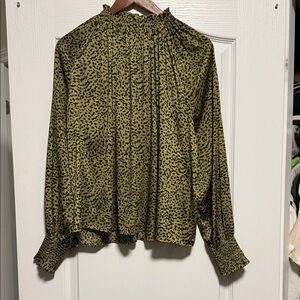 H&M Elegant Green Patterned Women's Silk Blouse